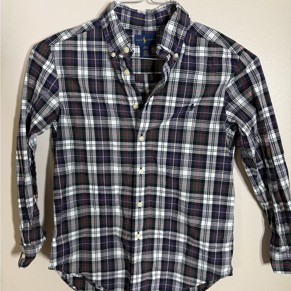 Polo Ralph Lauren long-sleeve, button-down plaid oxford shirt Kids 10/12